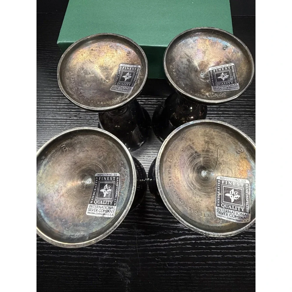 International Silver Company Vintage Silver Plated Goblets Set of 4 Scalloped